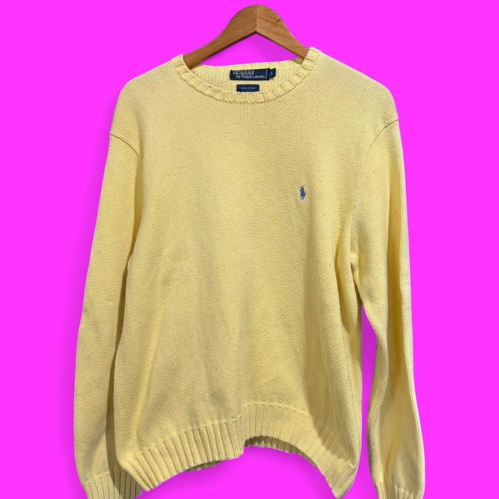 Vintage 90s Polo Ralph Lauren Knit Yellow Sweater